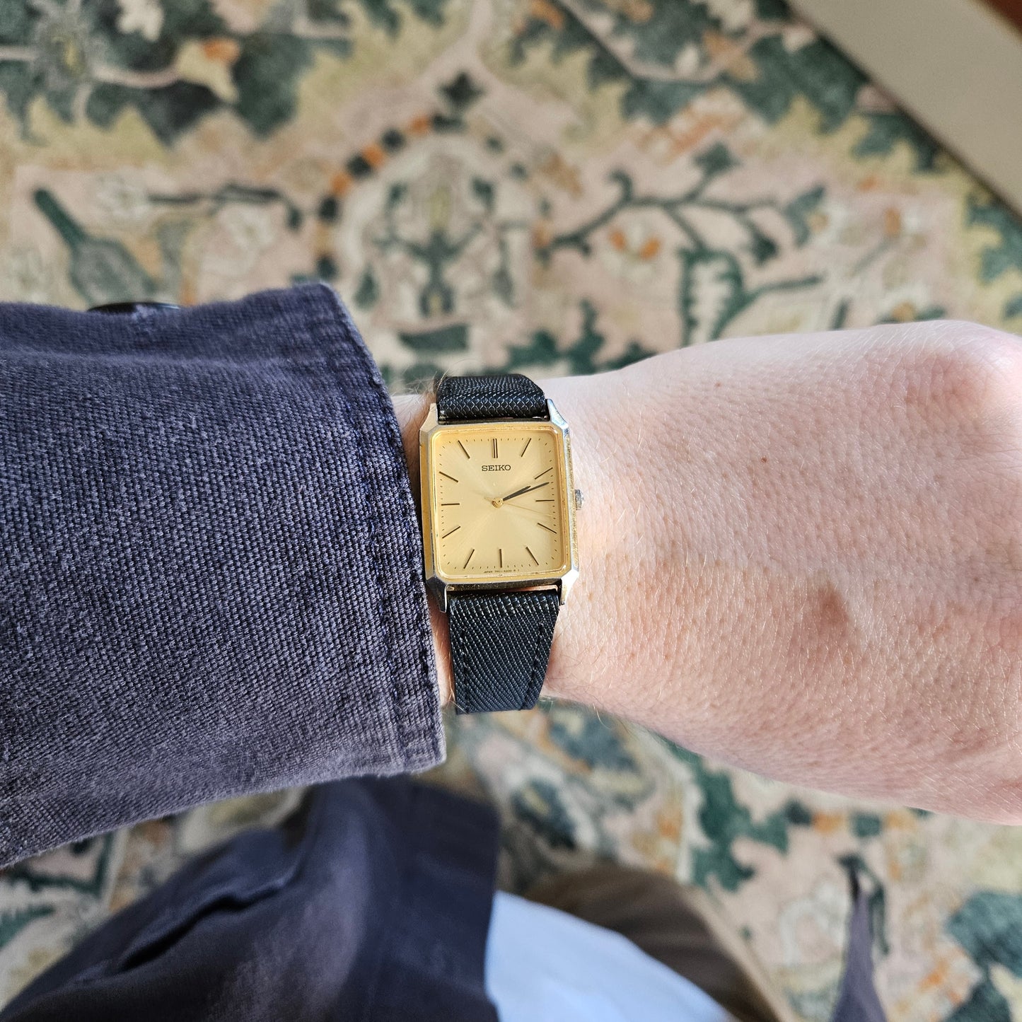 Vintage Seiko Spirit Gold Tank Mens Dress Watch - 7N01-5180 - 1995