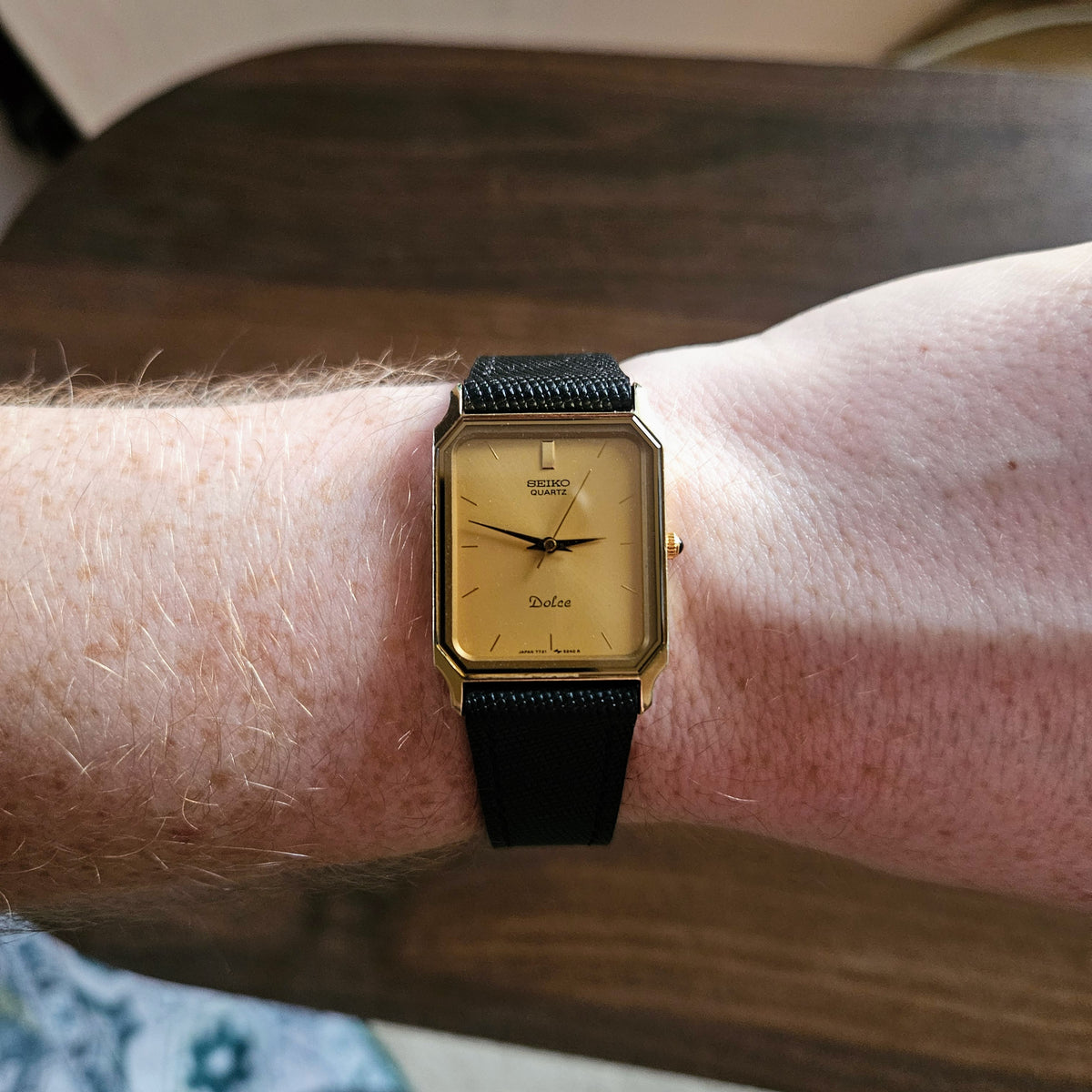 Vintage Seiko Dolce Ultra-Thin Gold Tank Mens Watch - 7731-5210 - 1986