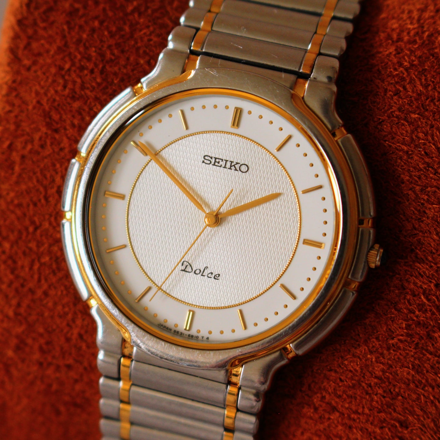 Vintage 90s Seiko Dolce Two Tone Dress Watch Thin 5.5mm - 1990 - 5E31-6B20