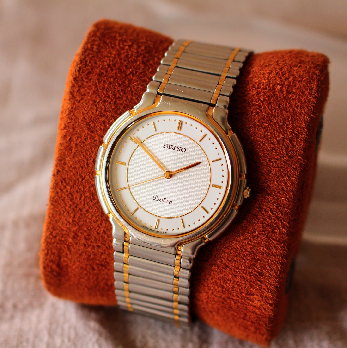 Vintage 90s Seiko Dolce Two Tone Dress Watch Thin 5.5mm - 1990 - 5E31-6B20