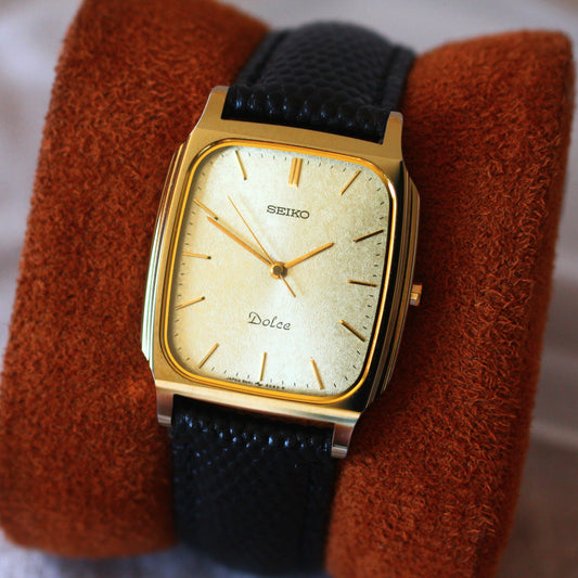 Vintage Seiko Dolce Tungsten Dress Watch Feathered Dial - 8N41-5070 - 1984