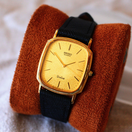Vintage Seiko Dolce Gold Textured Dial Dress Watch - 6030-5550 - 1982