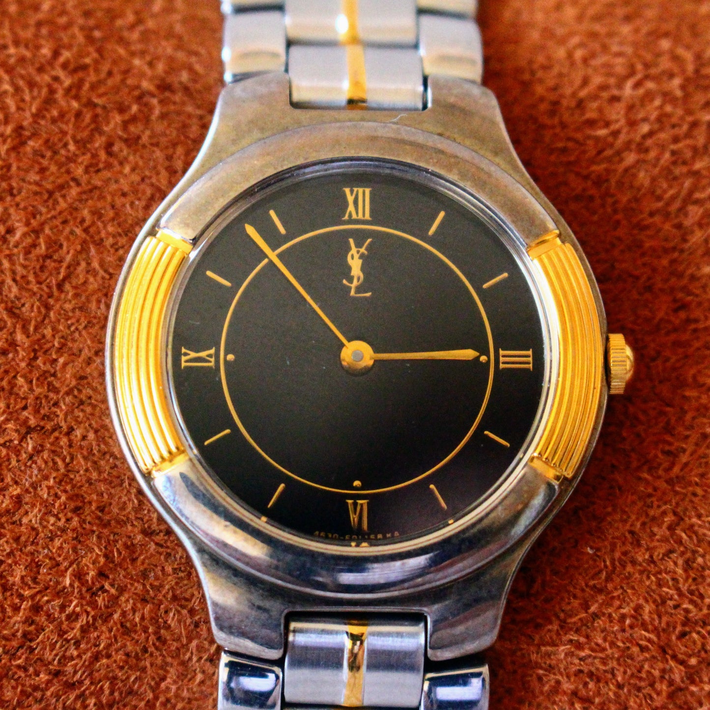 Neo-Vintage YSL Two Tone Black Roman Dial Quartz Womens Dress Watch - 1990s