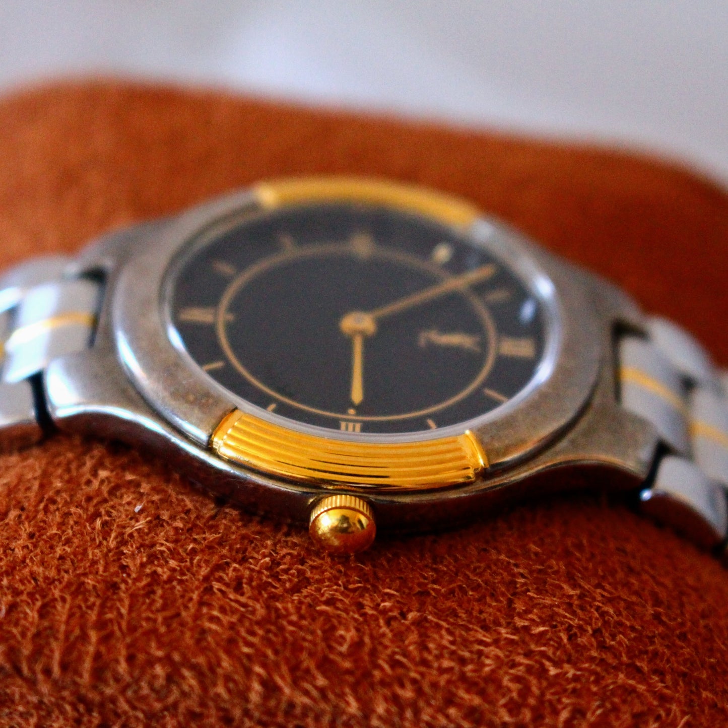 Neo-Vintage YSL Two Tone Black Roman Dial Quartz Womens Dress Watch - 1990s