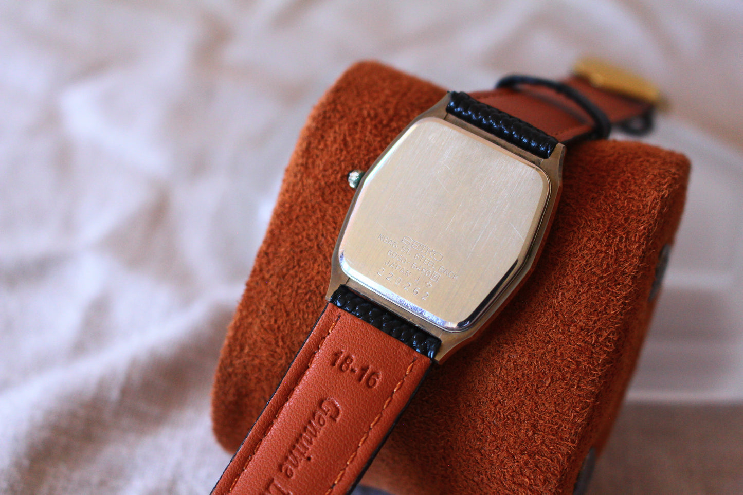 Vintage Seiko Dolce Gold Dial NSAG Hard Alloy Dress Watch - 6030-5480 - 1982