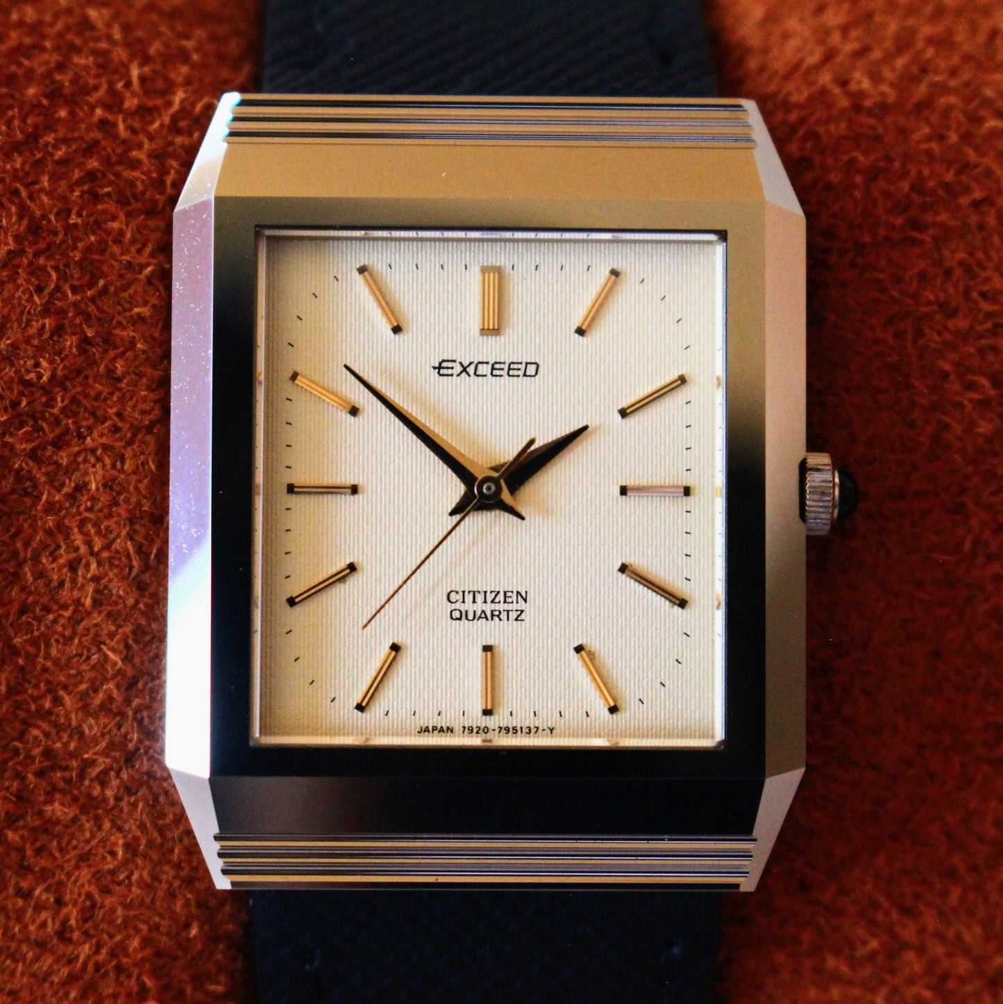 Vintage Citizen Exceed Ceramic Tank Dress Watch White Dial - 4-795725 - 1980s