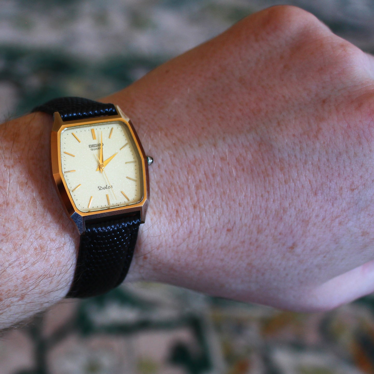 Vintage Seiko Dolce Gold Dial NSAG Hard Alloy Dress Watch - 6030-5480 - 1982