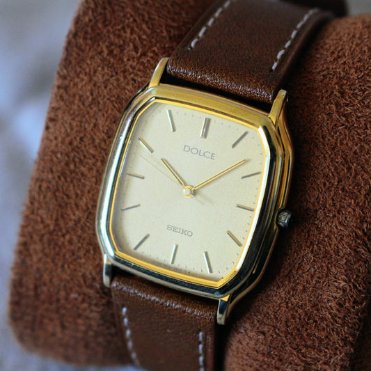 Neo-Vintage Seiko Dolce Mens Dress Watch - 1996 - Thick Gold Plating - 5E31-5B30