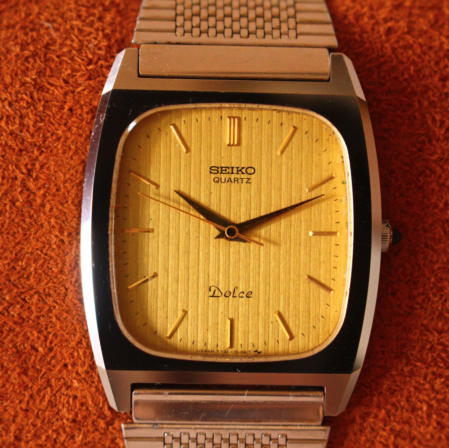 Vintage Seiko Dolce Tungsten Carbide Square Mens Watch - 7731-5100 - Made 1983