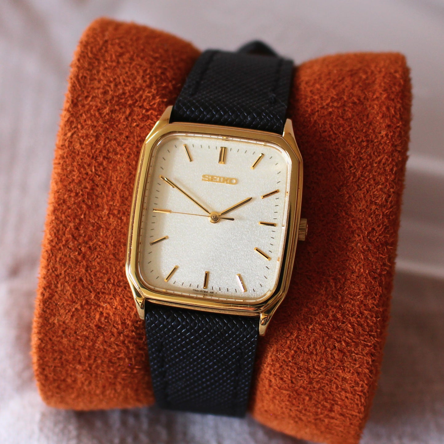 Neo-Vintage JDM Seiko Gold Tank Rectangular Dress Watch - 7N01-0FA0 - 2006