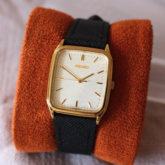 Neo-Vintage JDM Seiko Gold Tank Rectangular Dress Watch - 7N01-0FA0 - 2006