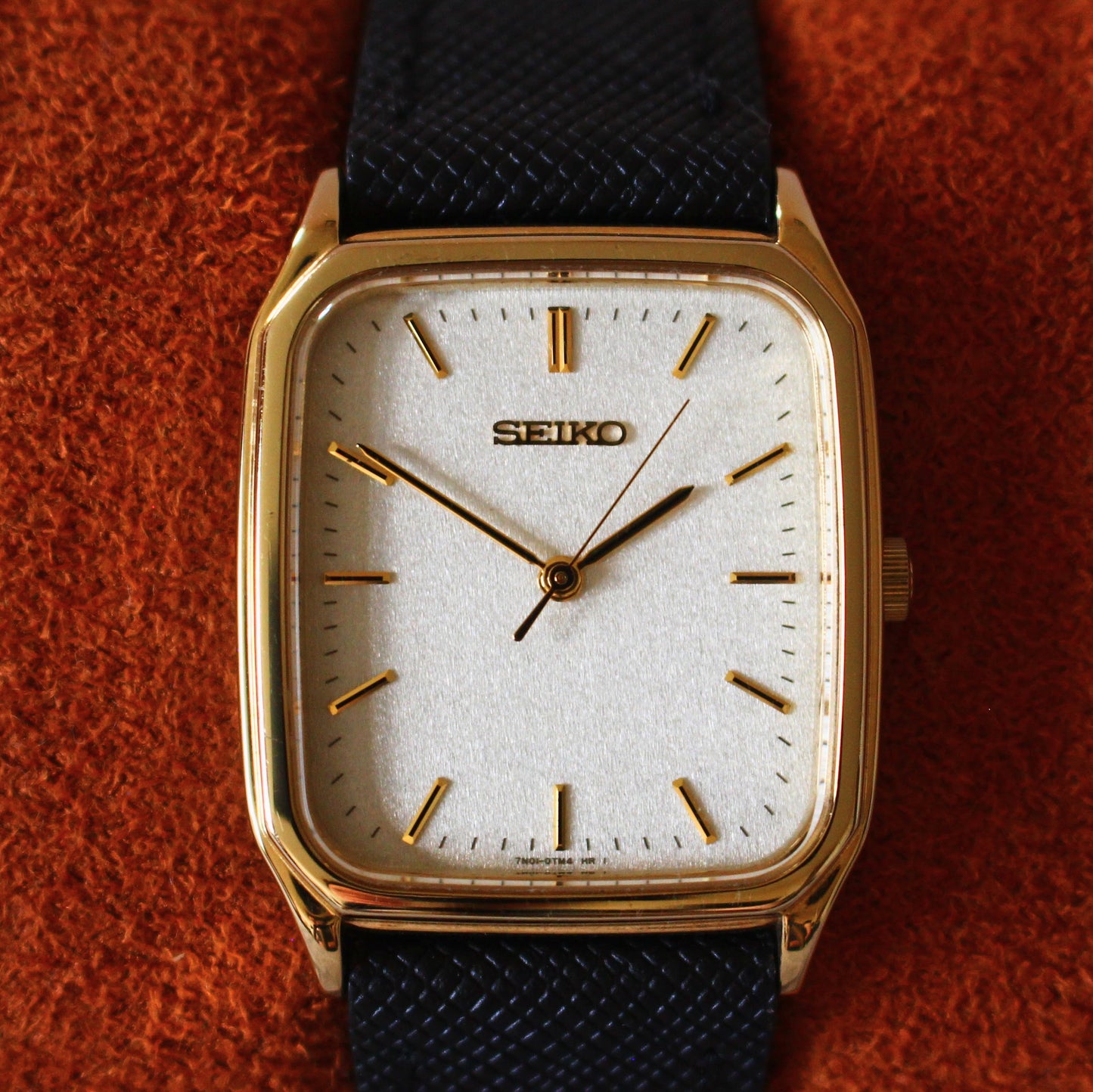 Neo-Vintage JDM Seiko Gold Tank Rectangular Dress Watch - 7N01-0FA0 - 2006