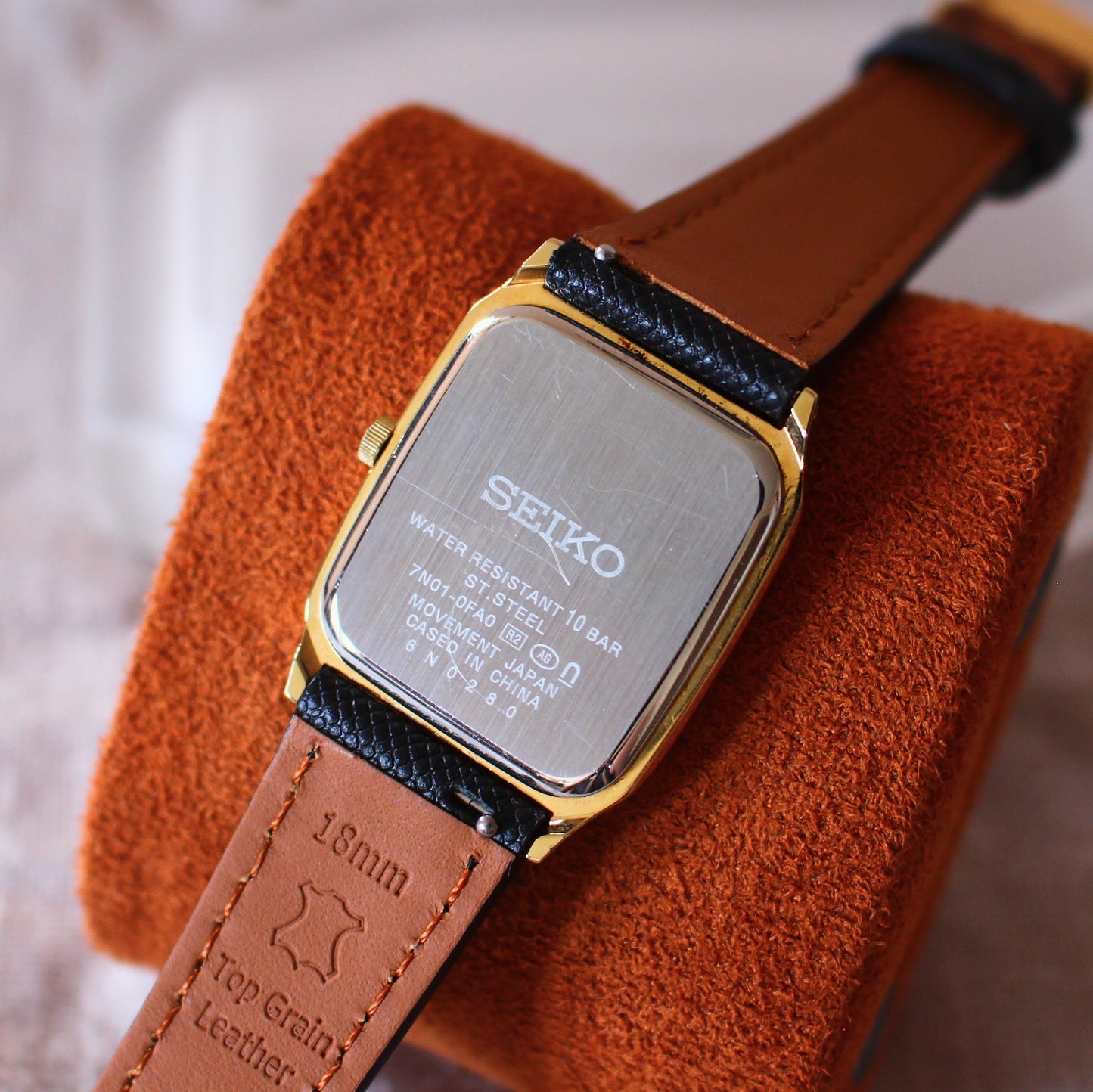 Neo-Vintage JDM Seiko Gold Tank Rectangular Dress Watch - 7N01-0FA0 - 2006