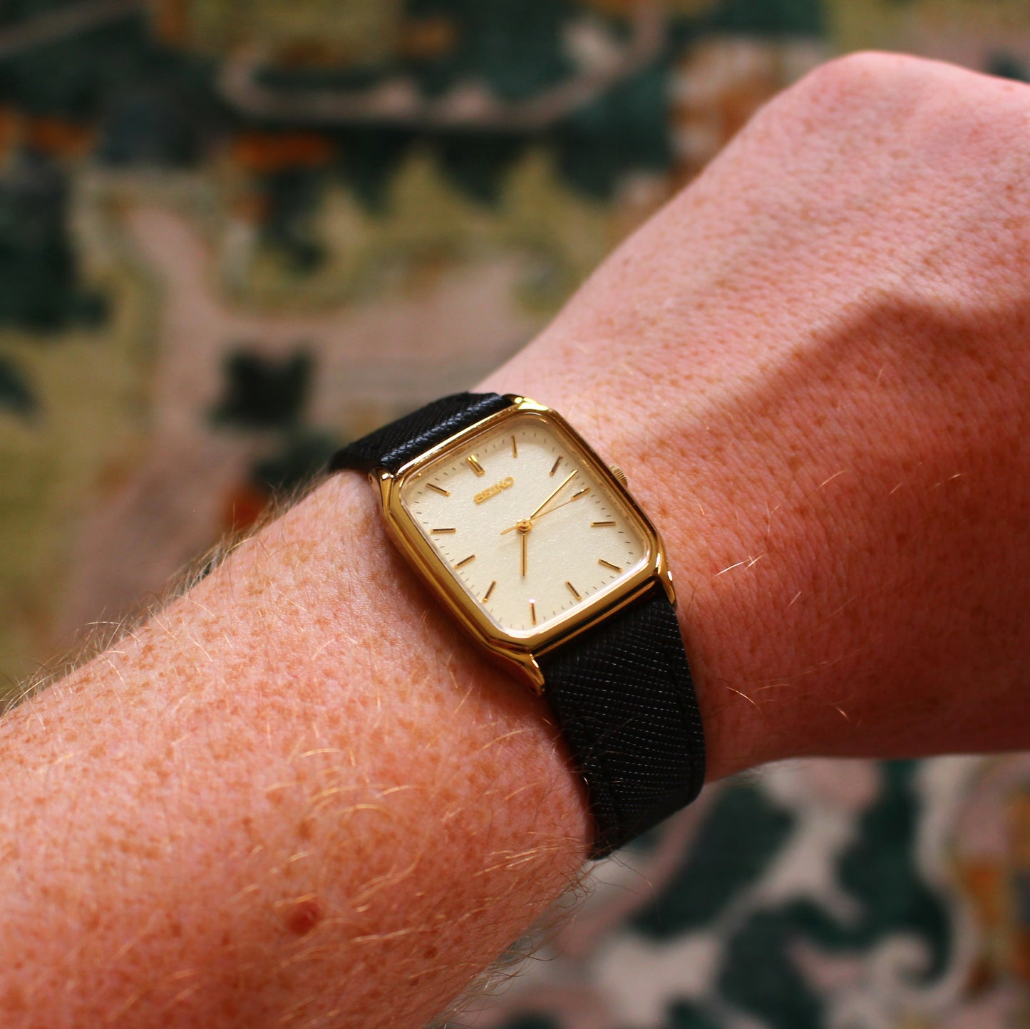 Neo-Vintage JDM Seiko Gold Tank Rectangular Dress Watch - 7N01-0FA0 - 2006