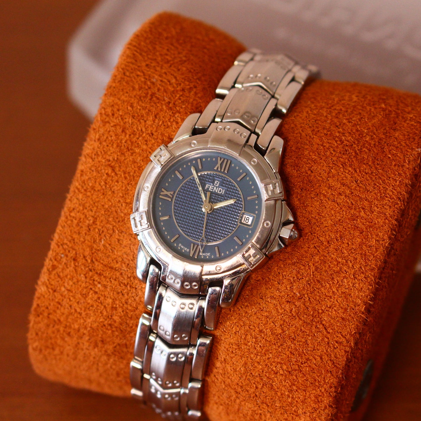 Vintage Fendi Women’s Swiss Blue Face Watch – Blue Textured Dial – 1990s