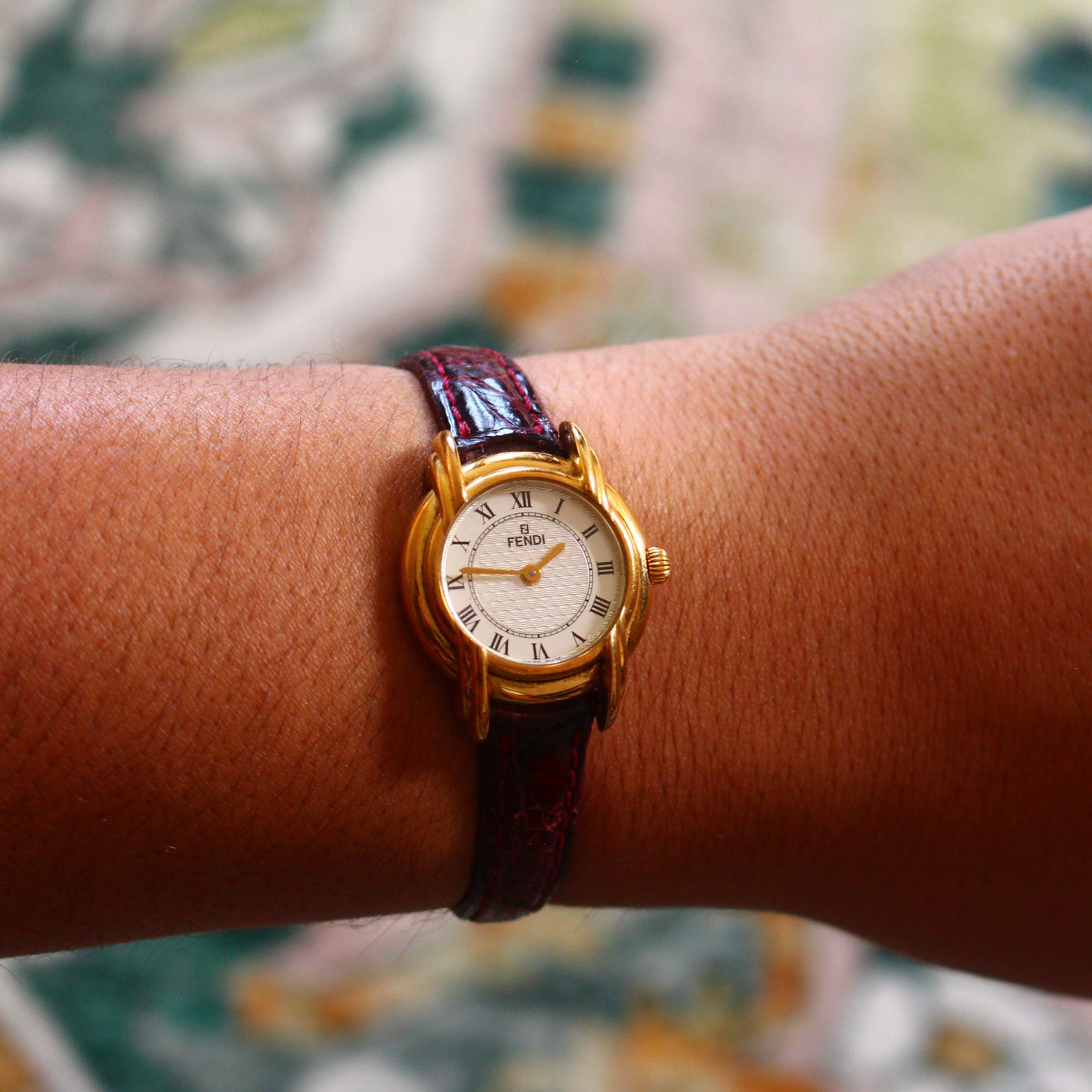 Vintage Fendi Art Deco Ladies Womens Watch - Swiss - Textured White Dial - 1990s