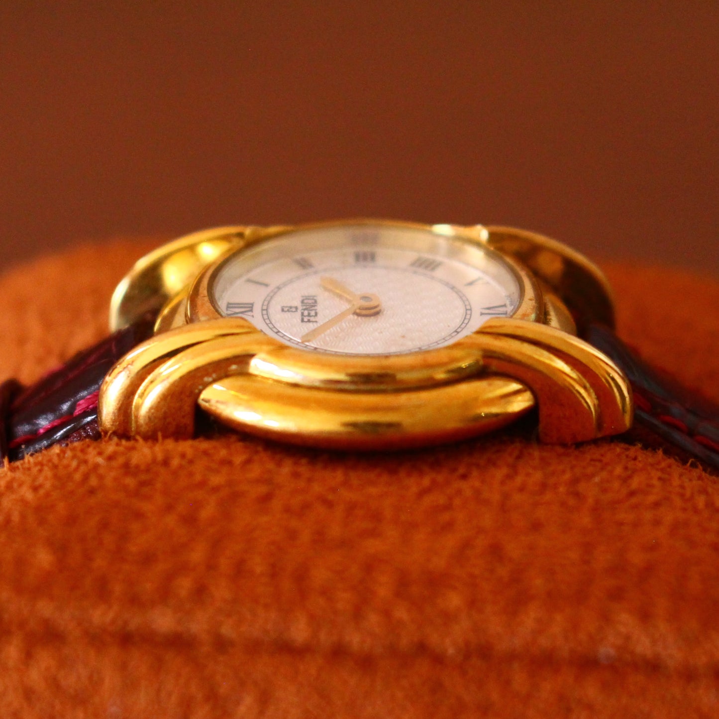 Vintage Fendi Art Deco Ladies Womens Watch - Swiss - Textured White Dial - 1990s