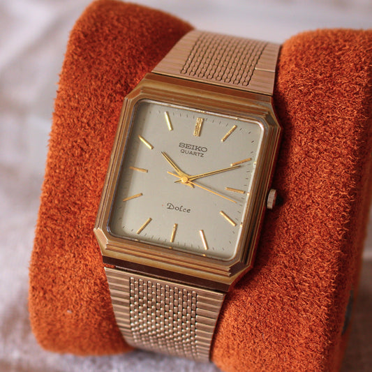 Vintage Seiko Dolce Gold Square Dress Watch – 5931-5490 – 1982