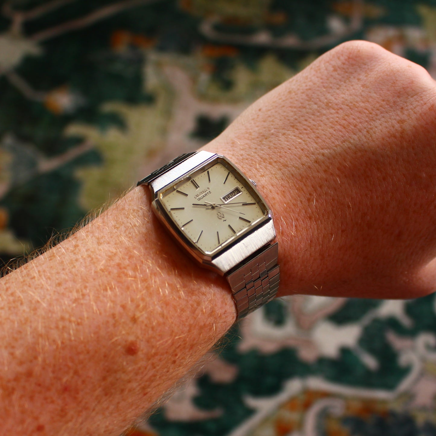 Vintage Seiko Square Quartz Day-Date Watch – 0843-5010 – 1985