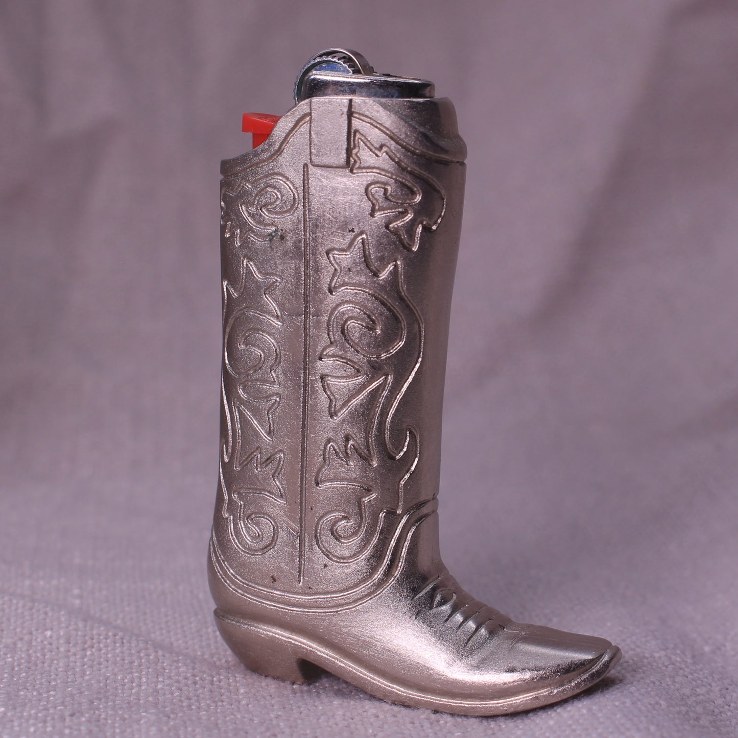 Vintage Marlboro Cowboy Boot Metal Lighter Case Mini Bic Holder