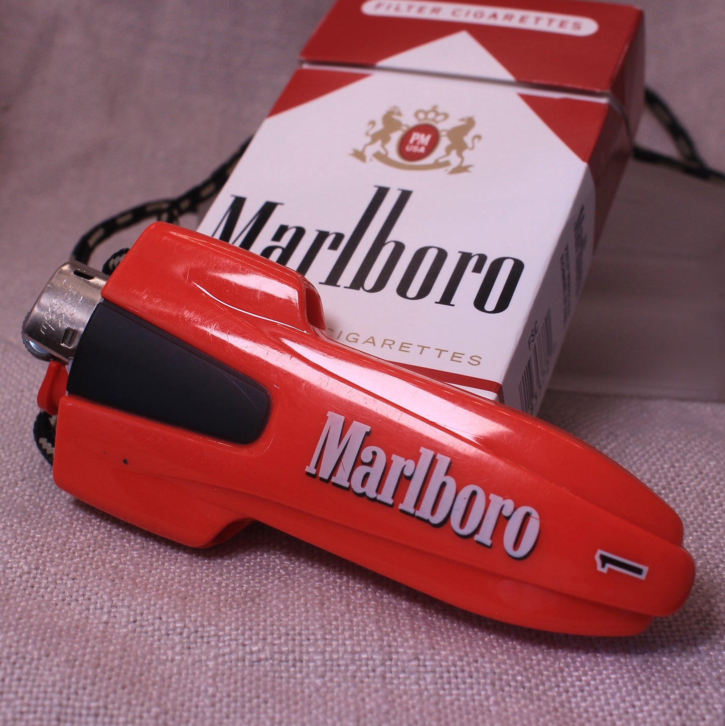 Vintage Marlboro F1 Bic Lighter Case – Red Lanyard Promo