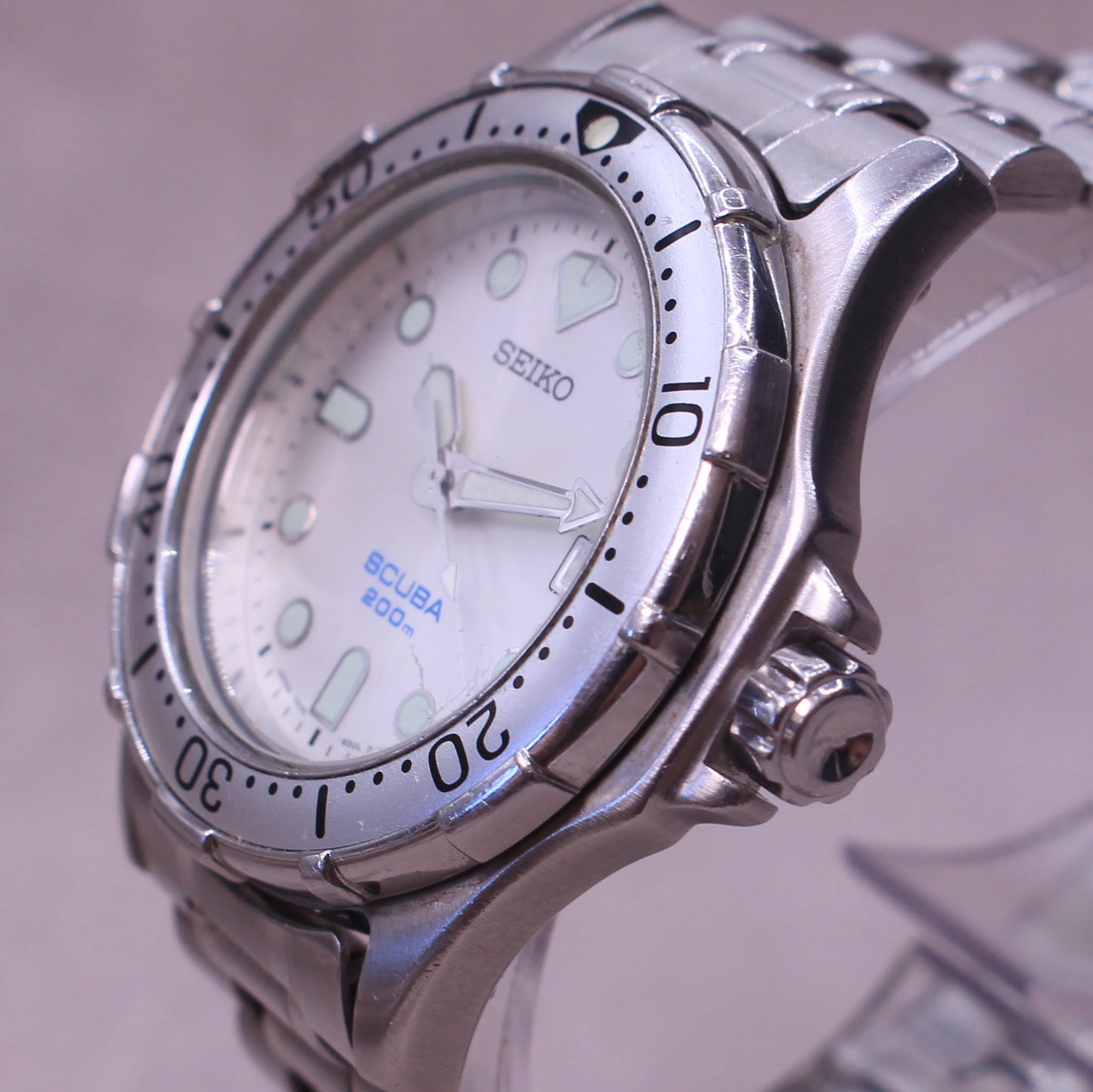 Neo-vintage Seiko Scuba Diver Silver Dial Mens Watch - 7N35-6000 - 2003