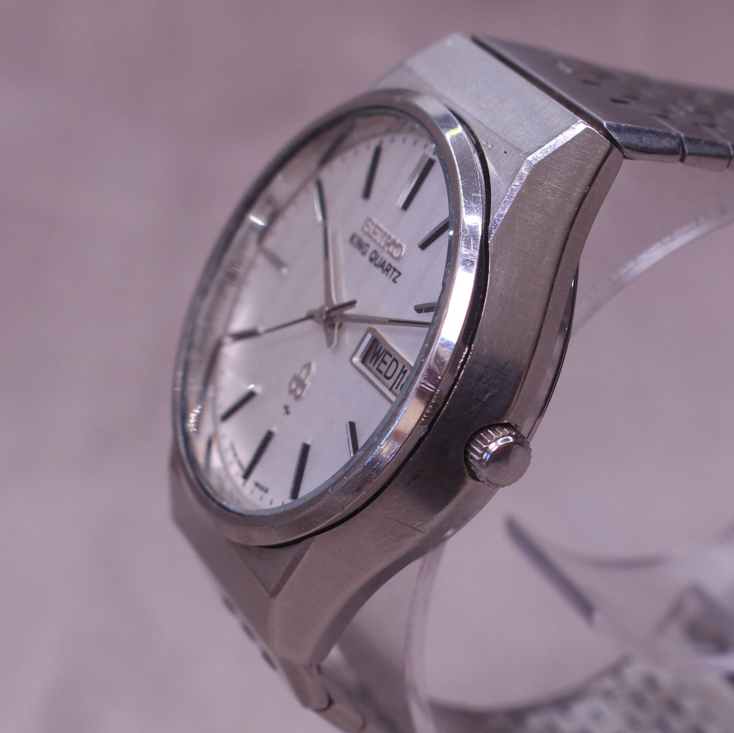 Vintage Seiko King Quartz Mens Watch - Patterned Dial - 0853-8001 - 1976