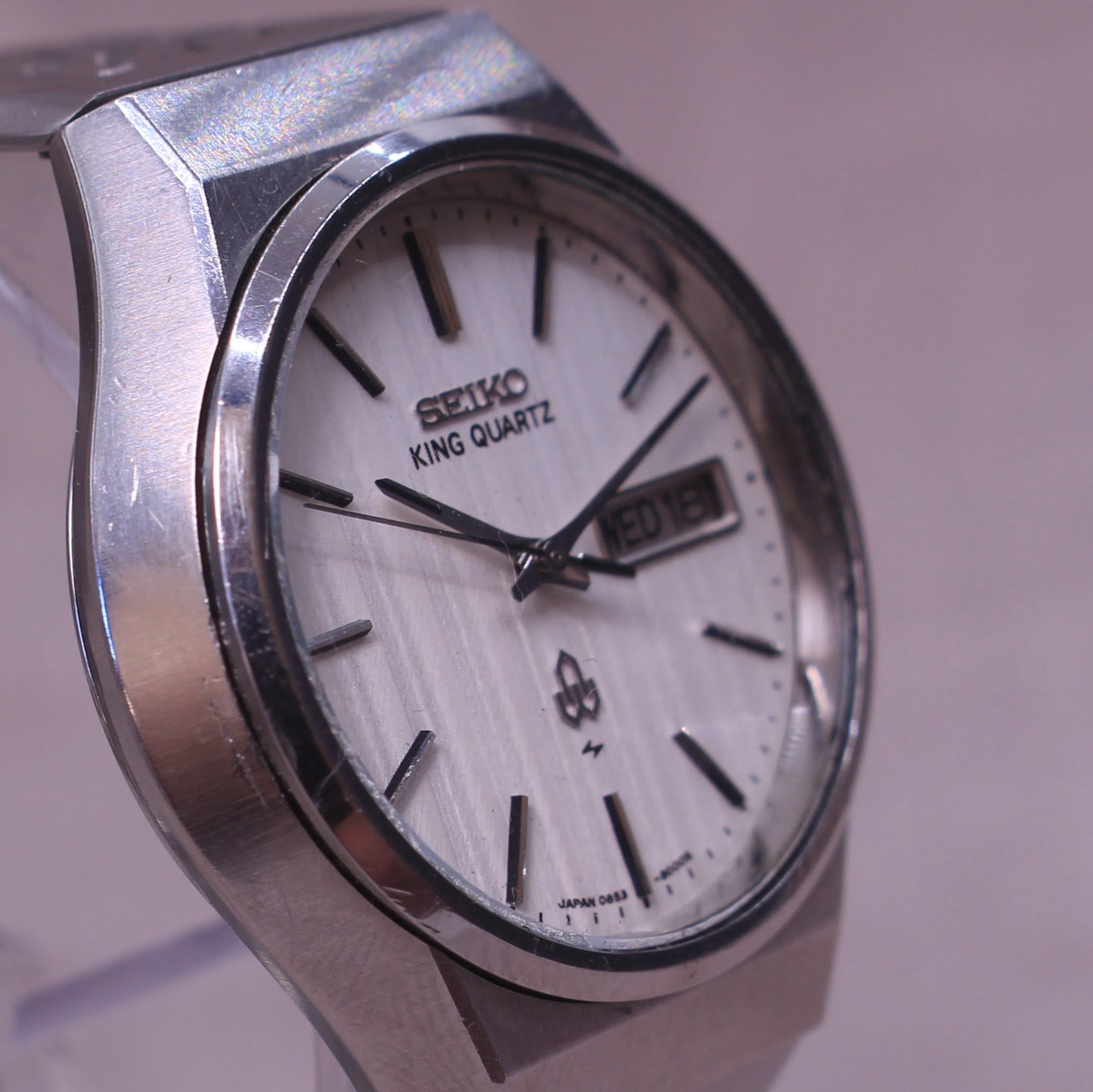 Vintage Seiko King Quartz Mens Watch - Patterned Dial - 0853-8001 - 1976