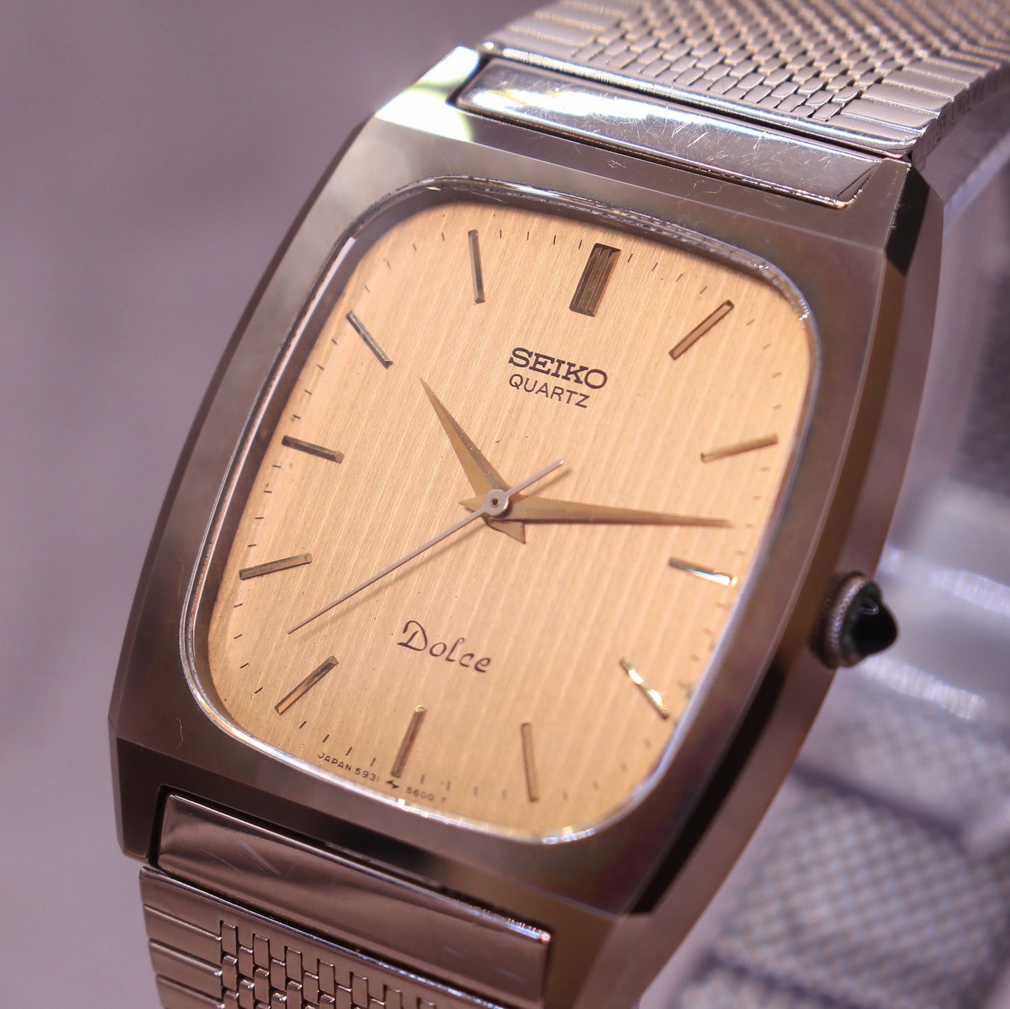 Vintage Seiko Dolce Tungsten Carbide Square Mens Watch - 5931-5341 - 1981