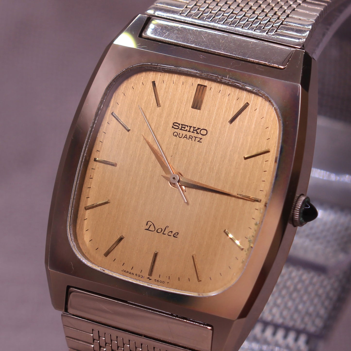 Vintage Seiko Dolce Tungsten Carbide Square Mens Watch - 5931-5341 - 1981