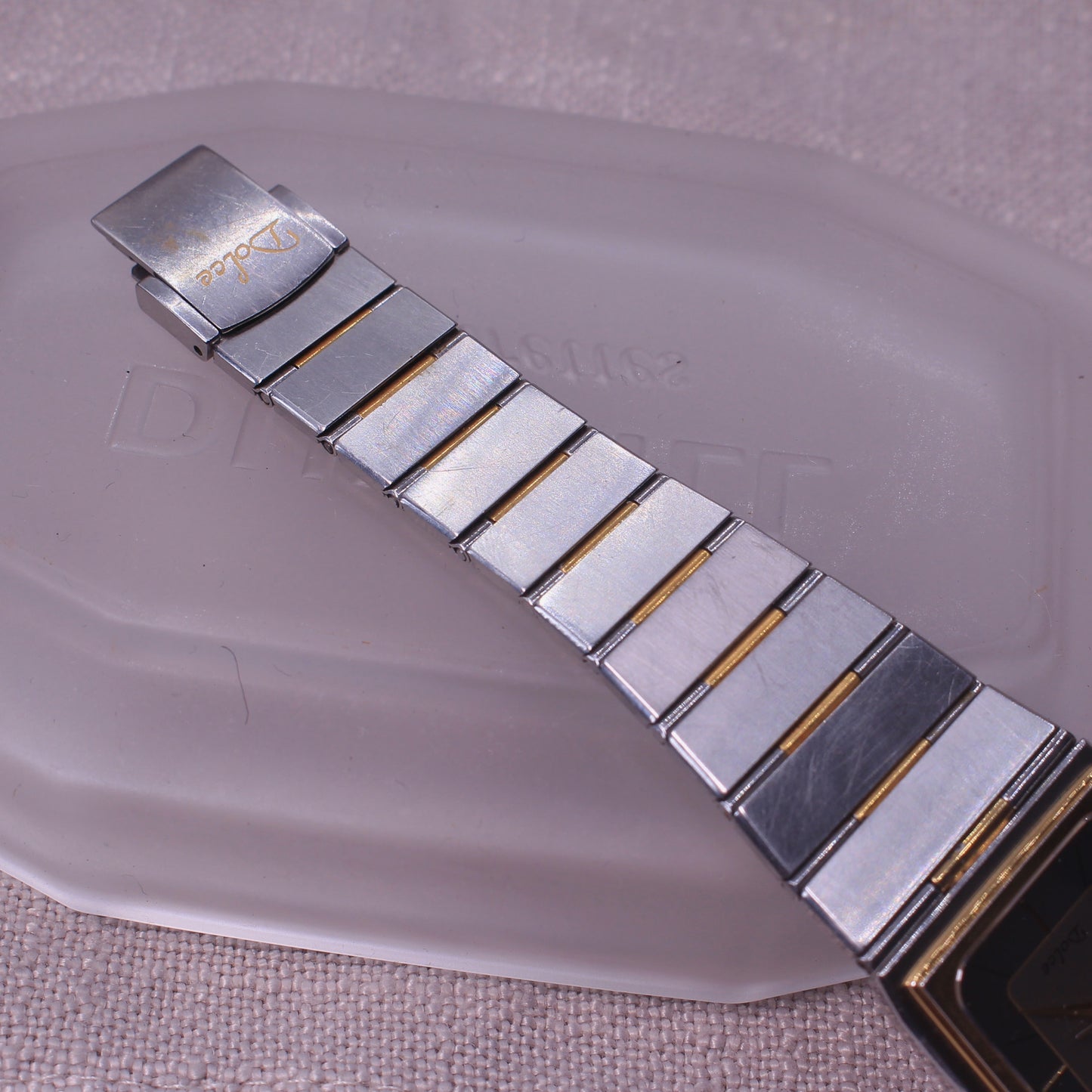 Vintage Seiko Dolce Two Tone Integrated Tank Mens Watch - 9521-5010 - 1982