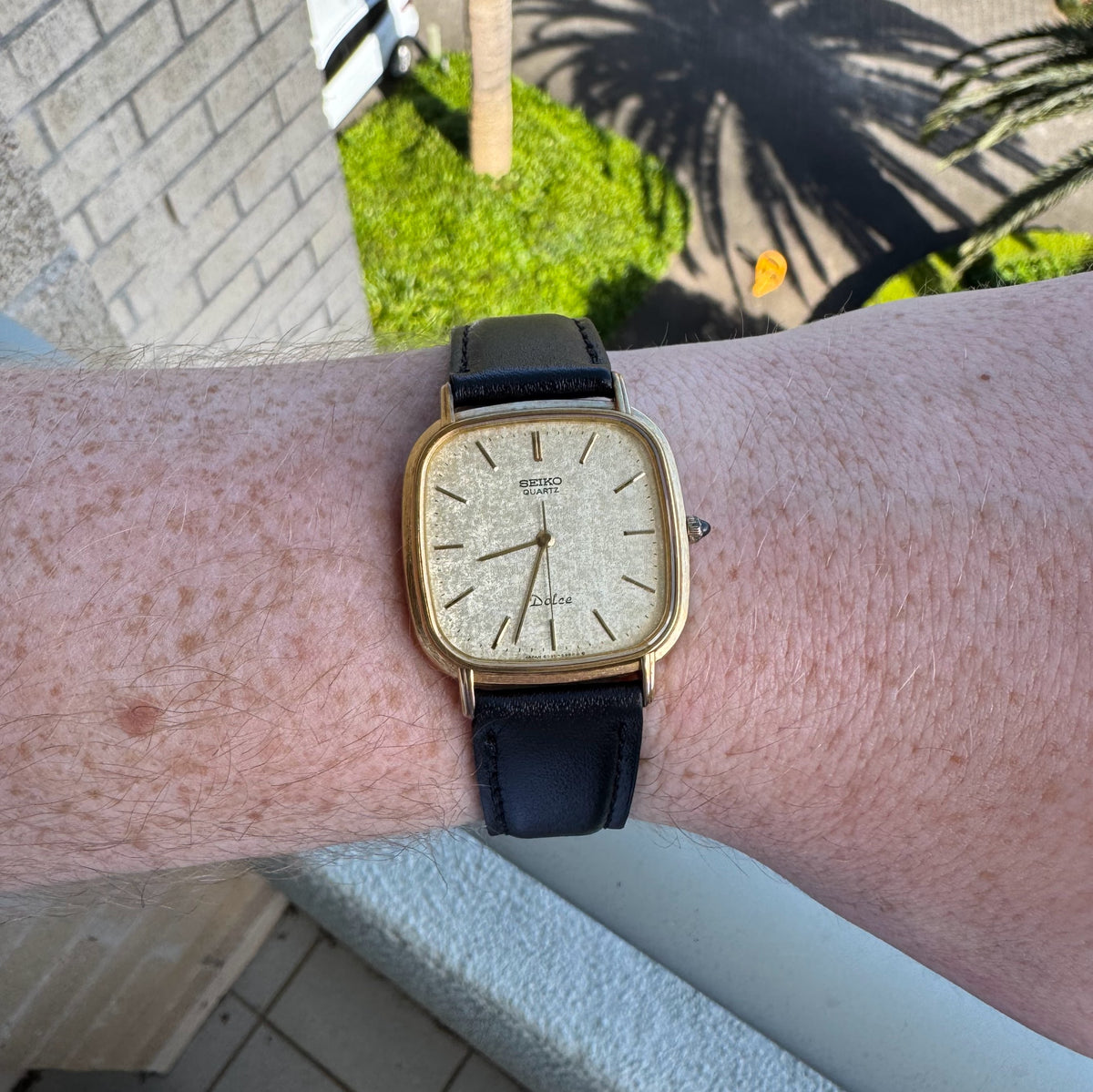 Seiko Dolce gold cushion dress watch 6030-5420, view 6