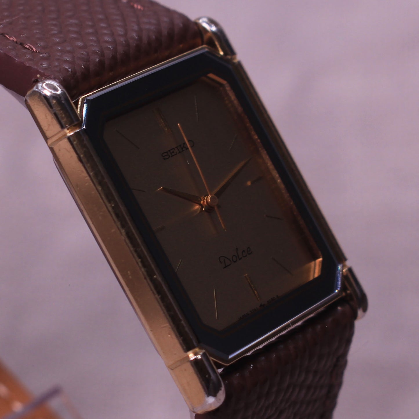 Vintage Seiko Dolce Two Tone Tank Mens Dress Watch - 7741-5050 - 1988