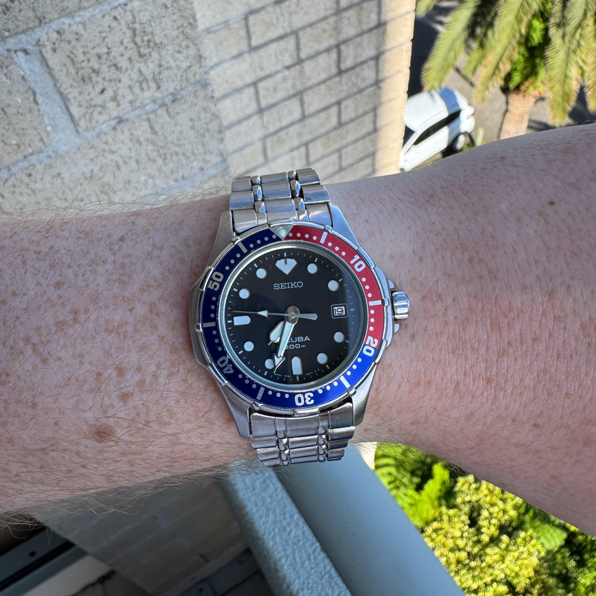 Seiko Scuba Pepsi bezel dive watch 7N35-6000, view 6