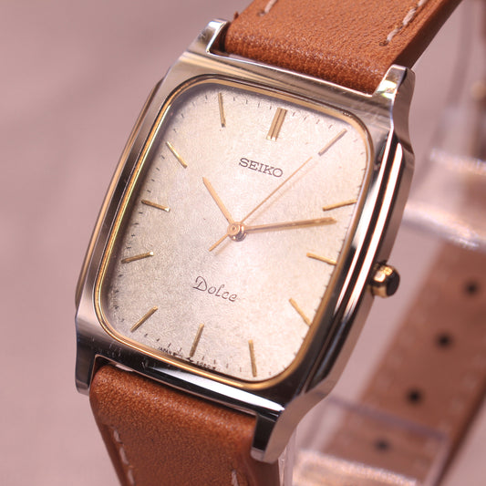 Vintage Seiko Dolce Tungsten Dress Watch Feathered Dial - 8N41-5070 - 1982