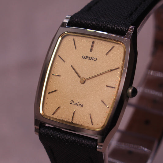 Vintage Seiko Dolce Tank Tungsten Carbide Dress Watch - 9530-5030 - 1986