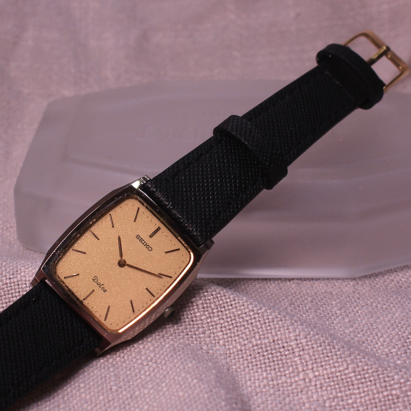 Vintage Seiko Dolce Tank Tungsten Carbide Dress Watch - 9530-5030 - 1986