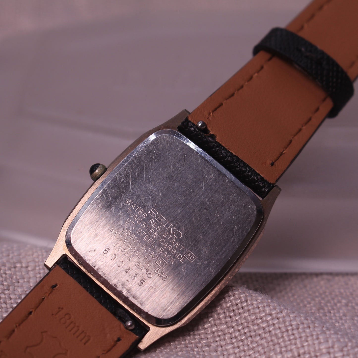 Vintage Seiko Dolce Tank Tungsten Carbide Dress Watch - 9530-5030 - 1986