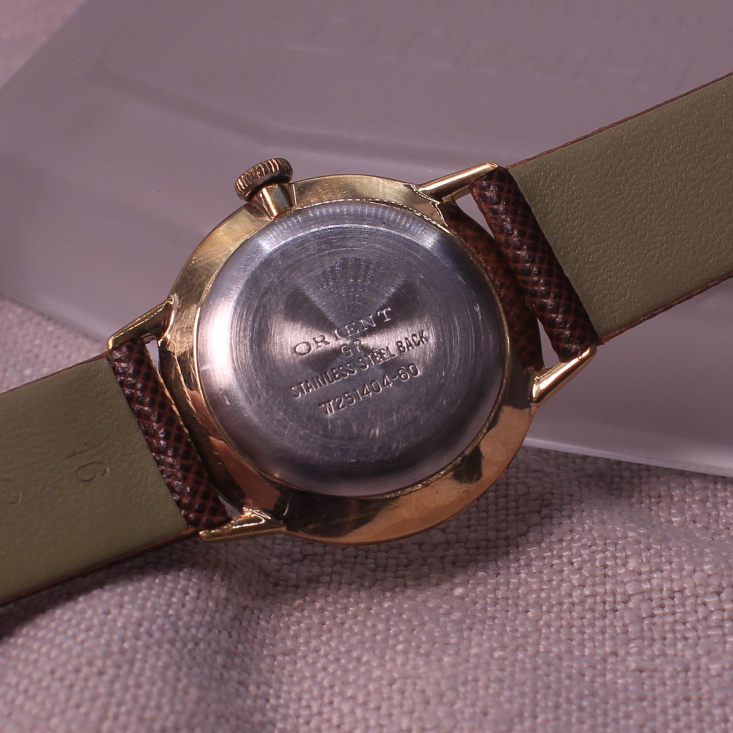 Vintage Orient Manual Wind Mens Dress Watch Leather Band - c.1970