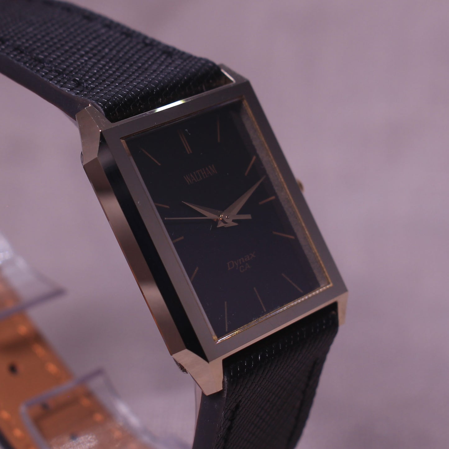 Vintage Waltham Dynax C.A. Ceramic Tank Style Dress Watch - Black Dial - 1980s