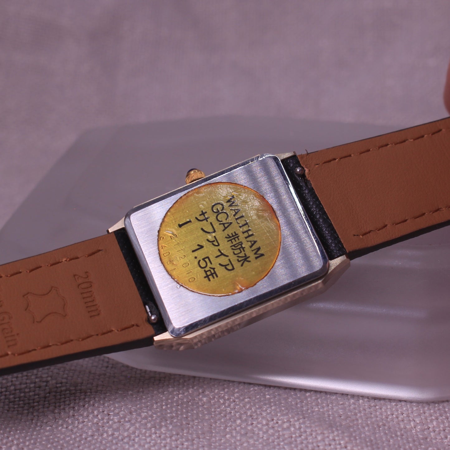 Vintage Waltham Dynax C.A. Ceramic Tank Style Dress Watch - Black Dial - 1980s