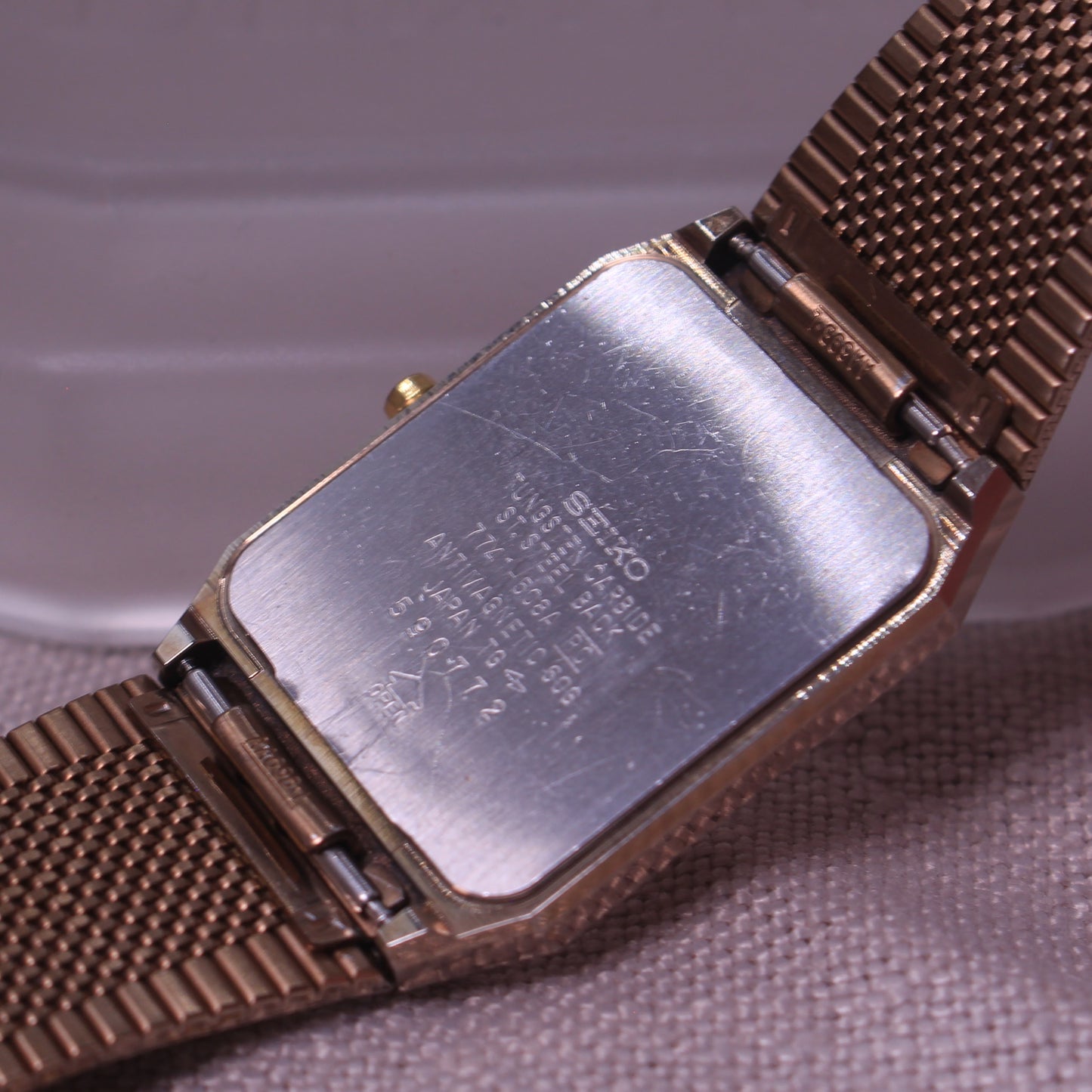 Vintage Seiko Dolce Tank Mens Dress Watch - Original Bracelet - 7741-508A -1985
