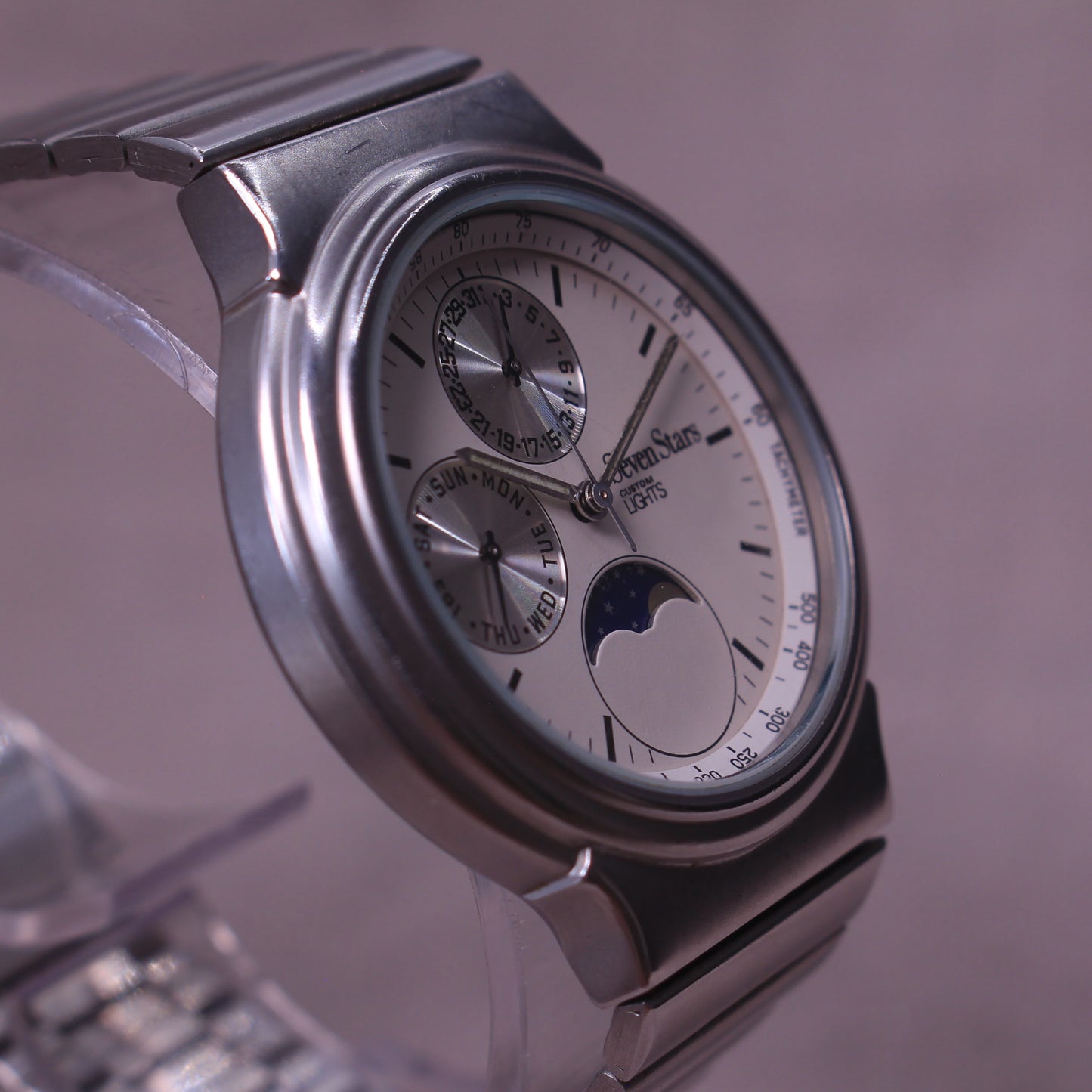 Seven Stars Custom Lights Moonphase Mens Calendar Watch - 1990s
