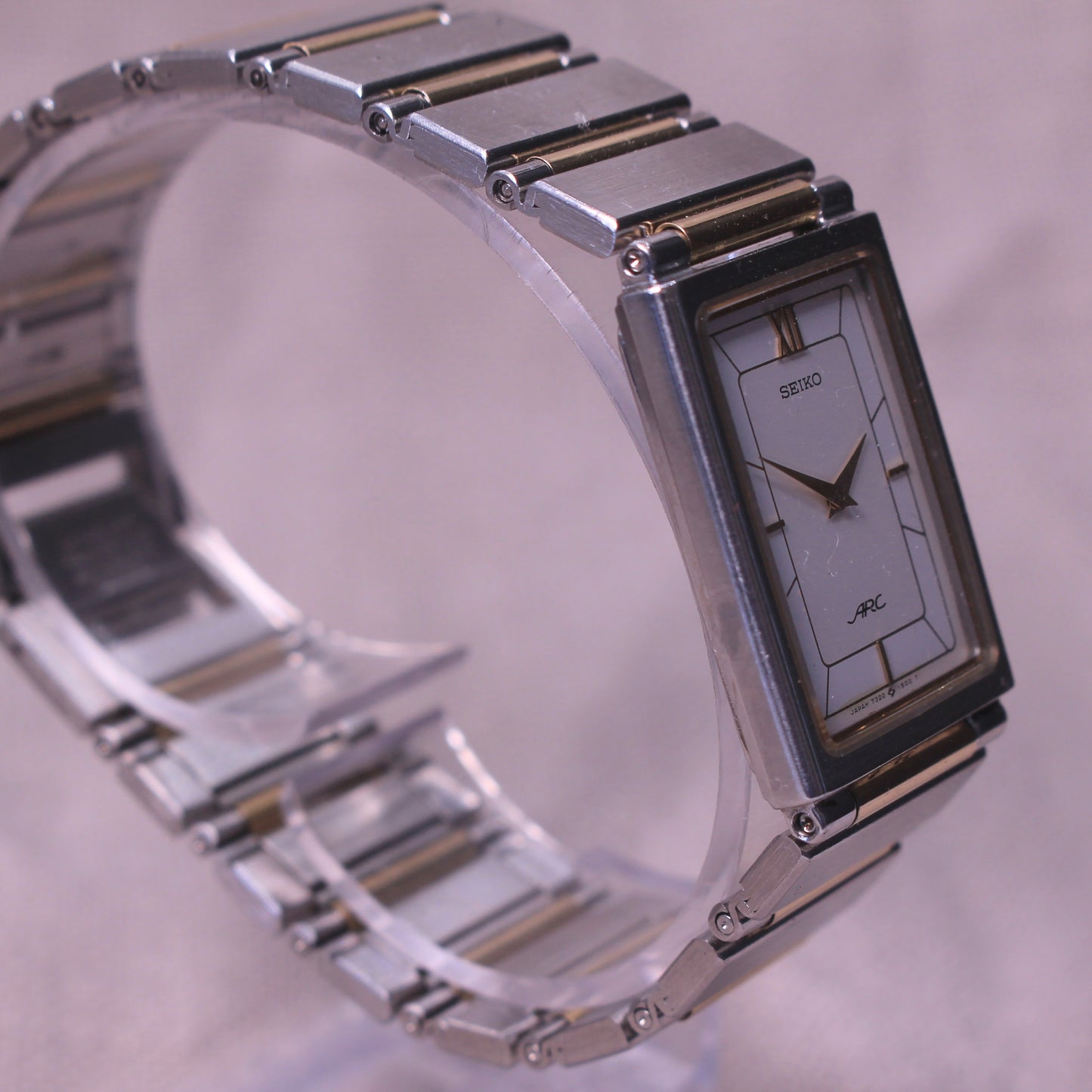 Vintage Seiko Arc Tank Mens Watch Rectangular - 7320-6360 - 1985