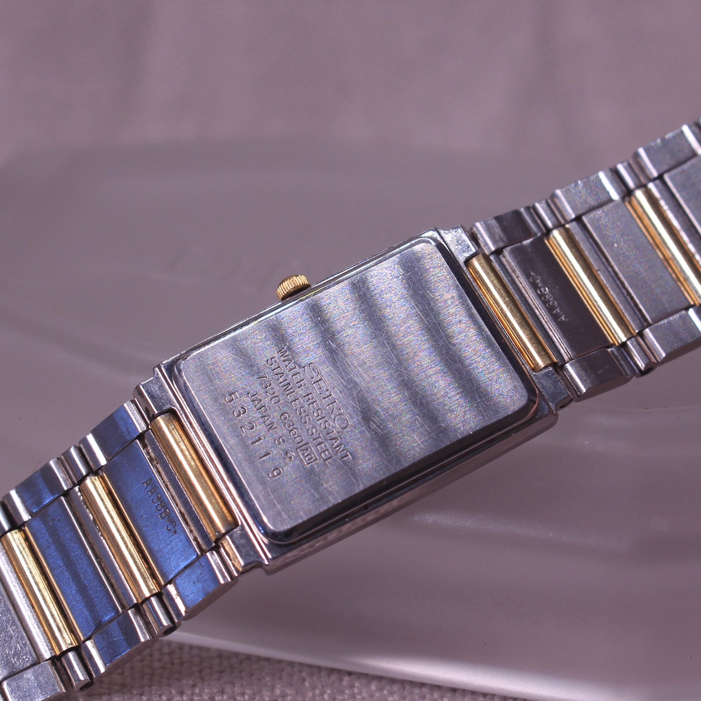 Vintage Seiko Arc Tank Mens Watch Rectangular - 7320-6360 - 1985