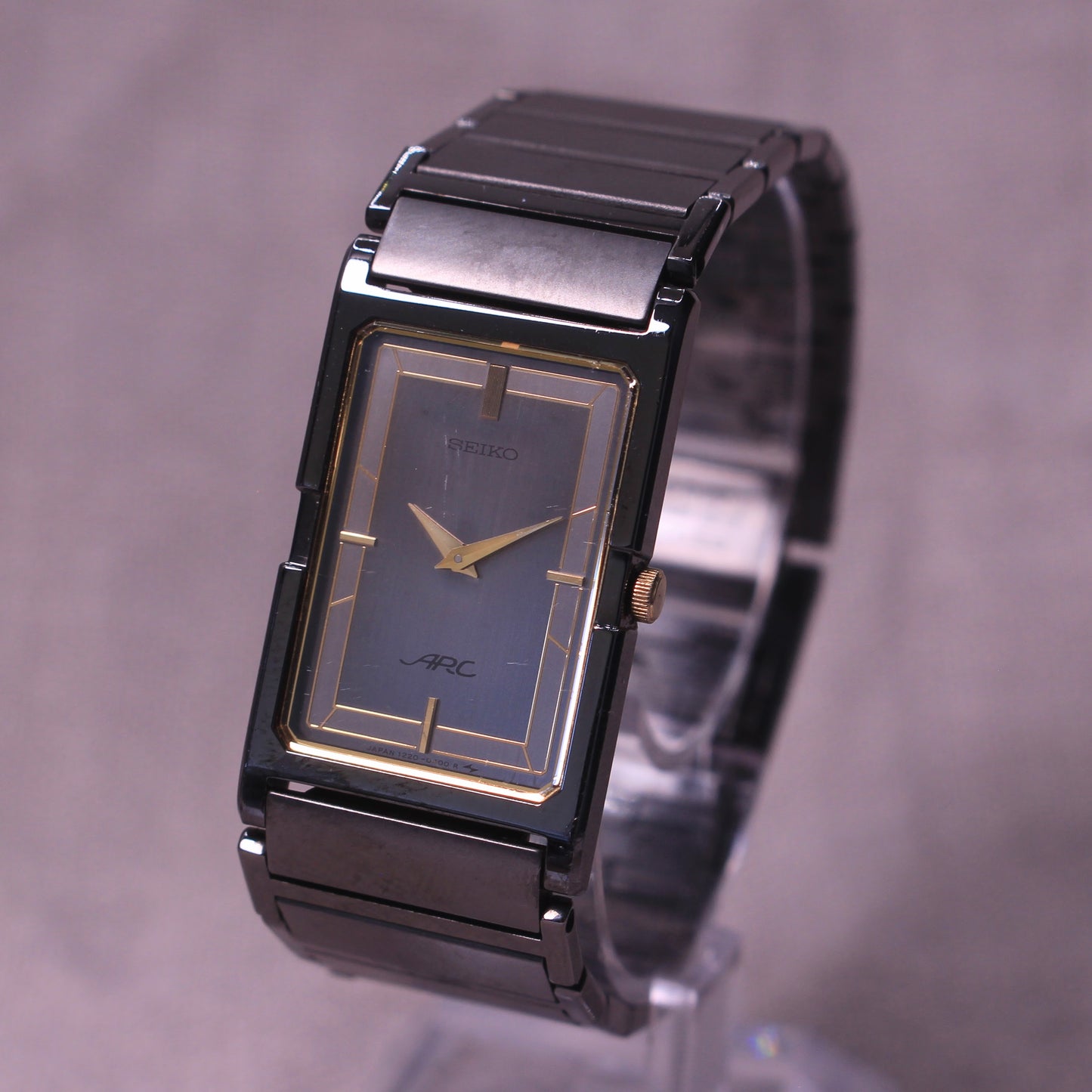 Vintage Seiko ARC Tank Dress Watch Brushed Grey Dial - 1220-5230 - 1985
