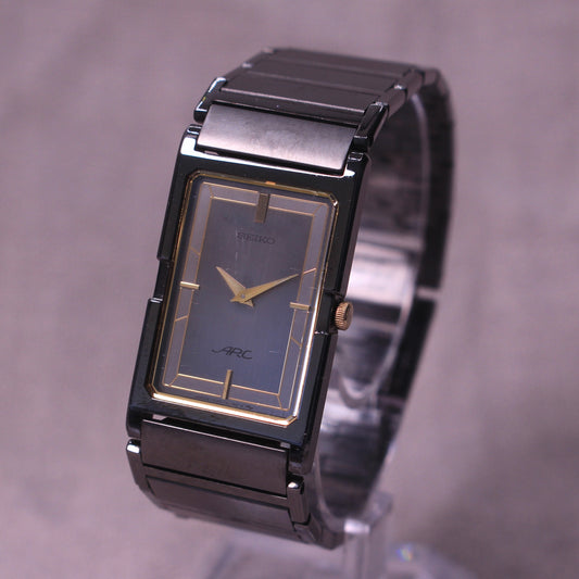 Vintage Seiko ARC Tank Dress Watch Brushed Grey Dial - 1220-5230 - 1985