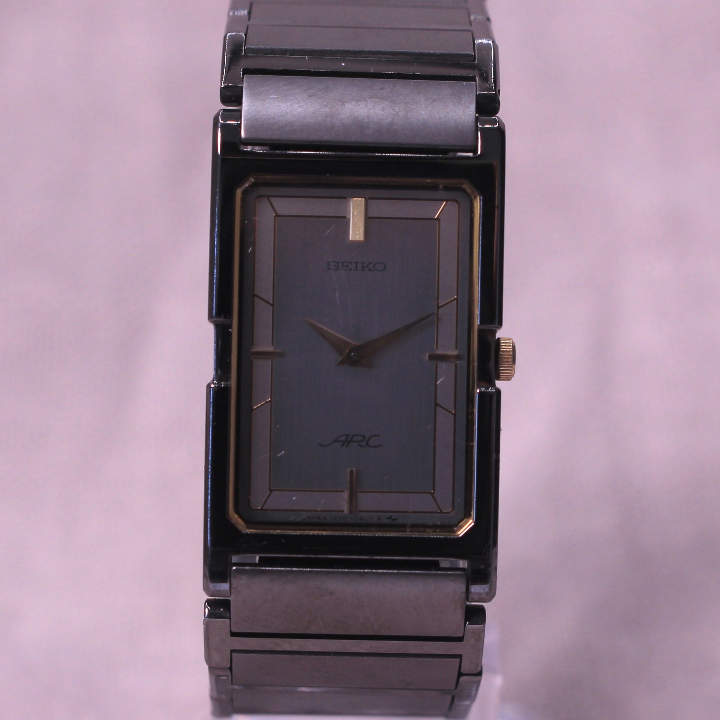 Vintage Seiko ARC Tank Dress Watch Brushed Grey Dial - 1220-5230 - 1985