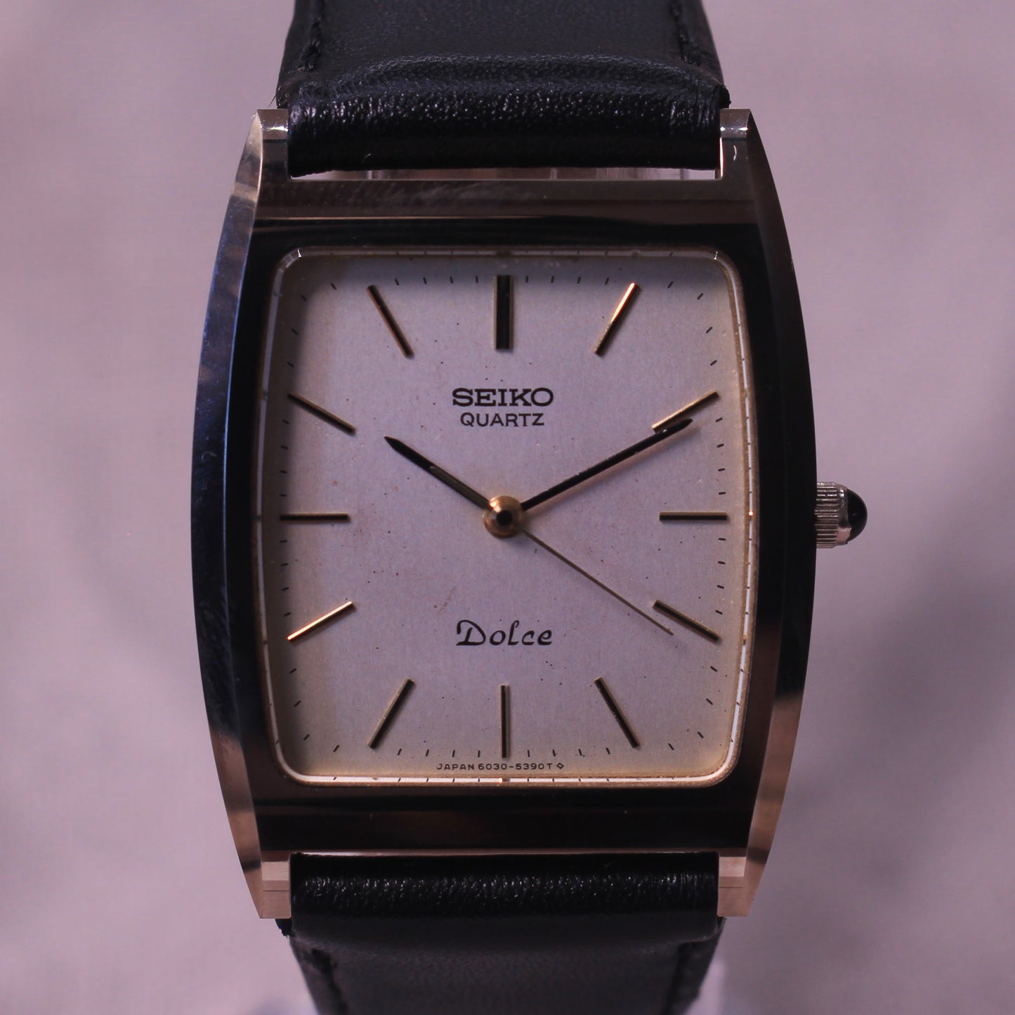 Vintage Seiko Dolce Tank Dress Watch Champagne Dial NSAG - 6030-5320 - 1982