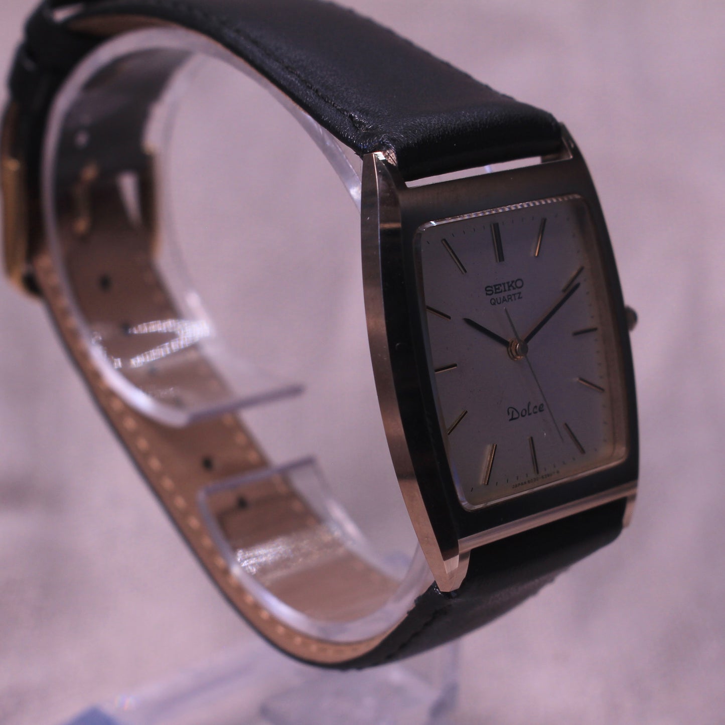 Vintage Seiko Dolce Tank Dress Watch Champagne Dial NSAG - 6030-5320 - 1982